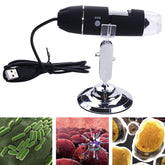 Microscopio digital USB con sensor de imagen de 0,3 MP y lupa de 1000X con 8 LED y soporte profesional, 1000X
